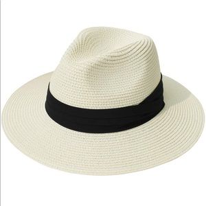 Straw sun hat fedora NEVER WORN